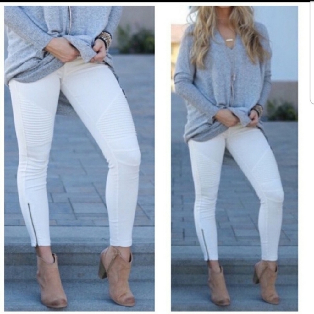 LAST!Charcoal moto leggings with ankle zipper - Picture 3 of 8